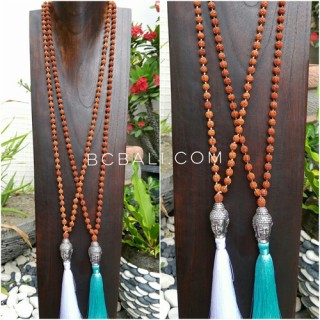 full rudraksha buddha head large necklaces pendant tassel prayer design 